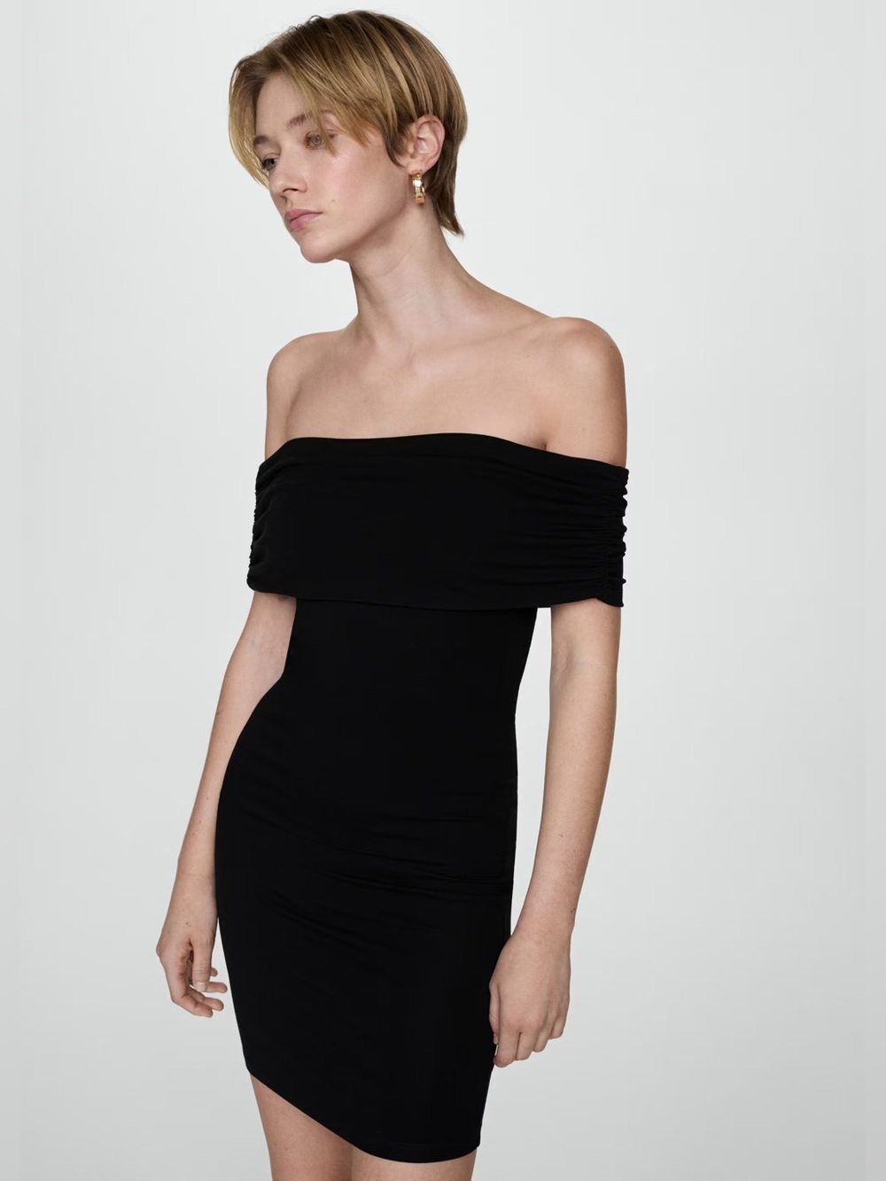 Mango Black short off the shoulder dress NWT